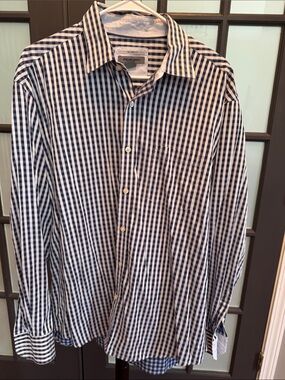 Johnston & Murphy Navy and White Check Dress Shirt